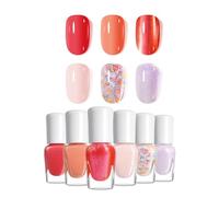ZHITENG 6 Pcs Kit Manucure et 3 Autocollants Vernis Enfant à L'eau Séchage Rapide et Vernis Peel Off, Kit Ongle De Salon De Manucure Fille pour Princesse Filles 3 4 5 6 7 8 Cadeaux (Type B)