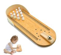 ZHITENG Bowling de Table Set avec 10 Quilles, Bowling Enfant, Minispiele für Kinder, Jeux en Bois Adulte, Habileté, Bois Massif Naturel Jeux de Quilles Set pour Adultes Enfants De 3 Ans Et Plus