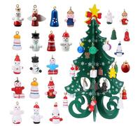 ZHITENG Calendrier de l'Avent 2025, Avec 25 Ornements Mini Sapin de Noël en Bois, Sapin de Noel en Bois, Calendrier de L'avent Décoration de Bureau pour Enfants Filles Garçons Cadeau Avent