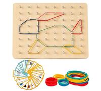 ZHITENG Géoboard en Bois avec 30 Cartes de Motifs D'activité et 50 Rubber Band, Jouet Montessori D'innombrables Figures la Planche, Montessori Inspire L'imagination et Créativité de l'enfant