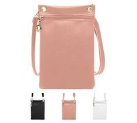 ZHITENG Sacoche Telephone Portable Femmes, Sacs Bandoulière Petit en PU Multifonctionnel, sacs de Téléphone avec Bandoulière Réglable, Pochette étanche Téléphone Pour Voyages, Shopping (Rose)