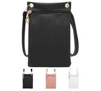 ZHITENG Sacoche Telephone Portable Femmes, Sacs Bandoulière Petit en PU Multifonctionnel, sacs de Téléphone avec Bandoulière Réglable, Pochette étanche Téléphone Pour Voyages, Shopping (Noir)