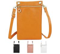 ZHITENG Sacoche Telephone Portable Femmes, Sacs Bandoulière Petit en PU Multifonctionnel, sacs de Téléphone avec Bandoulière Réglable, Pochette étanche Téléphone Pour Voyages, Shopping (Orange)