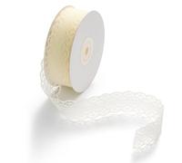 ZHITENGV 21M Ruban Dentelle Vintage, Ruban Mariage Réutilisable Rubans Décoratifs, Dentelle Bordure en Délicat Galon Couture, Rubans pour Bricolage Vase Bougies Mariage (Beige)
