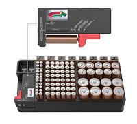 ZHITING Boîte de Rangement de Batterie,Organisateur de Stockage de Batterie,pouvant contenir 110 emplacements de Piles de Tailles différentes pour Piles AAA, AA, 9V, C, D,avec testeur de Piles