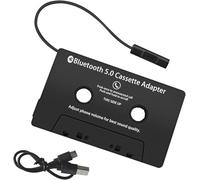 ZHITING Cassette Adaptateur Voiture Adaptateur,sans Fil CSR BT V5.0 Universel Adaptateur pour Cassette avec Microphone Intégré pour des Appels en Mains Libres,pour DVD Radio