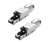 ZHITING Lot de 2 fiches réseau CAT 7 RJ45 - Pour câble LAN rigide - Câble d'installation Ethernet - Connecteur LAN Cat 7 sans outil - LSA - Entièrement blindé STP - 10 Gbit/s - AWG 23-26