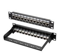 ZHITING Panneau de brassage Cat7 à 12 ports, montage en rack de 19", panneau de brassage Keystone blindé 1U (STP) avec 12 inserts de module Keystone, 10 Gbps, 600 MHz, compatible avec Cat6/Cat5e, noir
