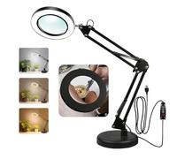 Zhiwei 10x avec Lampe Loupe, 3 Modes de Couleurs et 10 Niveaux de Gradation, Loupe Eclairante pour Lecture, Observation, Bijoux et Travaux (Circulaire)