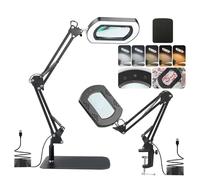 Zhiwei 2 en 1 10X Rectangulaire Lampe Loupe avec Lumière et Support，5 Modes de Couleurs et 3 Niveaux de Gradation, Loupe Eclairante pour Lecture, Observation, Bijoux et Travaux.