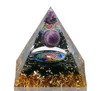 Zhiwei Petite Pyramide Orgone - Pyramide de Cristal Guérissant avec Améthyste & Obsidienne : Énergie Positive, Guérison Spirituelle, Réduction du Stress, Bonheur, Richesse et Succès. (violet)
