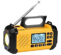 ZHIWHIS Radio d'urgence avec Bluetooth, 10 000 mAh FM/AM/SW/VHF/NOAA Radios météo avec alertes, manivelle/solaire/SOS/lampe de poche/6 EQ/minuterie/lecteur USB avec préréglage pour les urgences ZWS