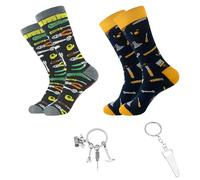 Zhixan Lot de 4 paires de chaussettes amusantes pour artisanat, coffret | Pour hommes, ouvriers du bâtiment, charpentiers, cadeau d'anniversaire idéal pour les couvreurs, les collègues