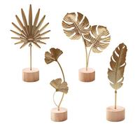 Zhixan Lot de 4 sculptures décoratives bohème en forme de feuille de ginkgo - Sculpture en métal - Décoration de table créative pour salon, chambre à coucher et bureau