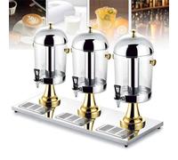 ZHIXUMM Distributeur De Jus Commercial, Distributeur De Boissons en Acier Inoxydable De 24 L avec RéCipient à Glace, pour Servir des Boissons Froides, des Cocktails, De l'eau,Gold