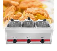 ZHIXUMM Friteuse à Gaz Gpl Professionnelle, 10l, 20l, 30l Friteuse Gpl en Acier Inoxydable, 2 Paniers à Frites Et Couvercles, ContrôLe De TempéRature RéGlable, pour Frites, Beignets, Poisson,30L
