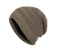 Zhiyao Bonnet pour femme - Avec doublure polaire - Chaud et doux - Pour l'hiver - En jersey - Pour le jogging, le camping - Cadeau pour les femmes et les hommes, kaki, taille unique