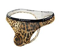 Zhiyao Slip pour homme avec string en T à dos en T Motif léopard, jaune, L