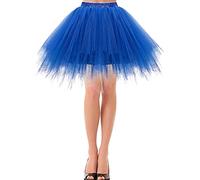 Zhiyao Tutu Jupe en tulle pour femme années 50 Rockabilly Jupon Tutu Jupon Court Danse Robe de bal Robe de soirée Accessoire pour déguisement de fête Carnaval Jupe en tulle, bleu, XL
