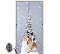 ZHIYIN Magnétique Rideau de Porte 140x260cm, Imperméables Rideau Thermique Isolant Convient pour l'été et l'hiver pour intérieur extérieur, Lettres Grises