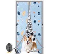 ZHIYIN Rideau de Porte Magnétique Isolé 70x200cm, Coupe-Vent et Anti-Froid Rideau de Porte Thermique Convient pour l'été et l'hiver pour intérieur extérieur, Feuilles Grises