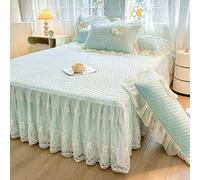 Zhiyuan Lot de 2 taies d'oreiller matelassées à fleurs et volants, Bleu clair