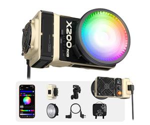 ZHIYUN MOLUS X200 RGB Standard Lampe Vidéo 200W [Officiel] Éclairage Portable à Sortie Continue Éclairage Professionnel pour Photographie, Bowens Mount, 2500K~10000K/CRI≥95/TLCI≥97, 830g pour Youtube