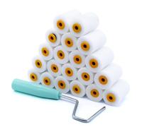 ZHIYUQL Lot de 20 petits rouleaux de peinture en mousse avec rouleau à peinture, étrier, rouleau en mousse de 5 cm, rouleau de peinture en mousse, rouleau de peinture de 5 cm, mini rouleaux de