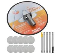 ZHJAN Ponceuse à Plâtre sur Perche - Tête Radiale Ronde 9 Pouces, Rotation 360° avec Manche Telescopique, pour Murs et Plafonds, 10 Feuilles Abrasives (80/100/120/180/240)