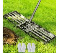 ZHJAN Rateau Nivellement pour Gazon, 76x25 cm | Niveleur Gazon Lourd et Ergonomique | Manche Réglable de 185 cm | pour Niveler Sol, Sable et Terreau | Idéal pour Jardin, Pelouse et Terrains de Golf