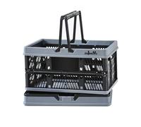 ZHJINGYU Cagette Plastique Pliable, 20L Panier Pliant avec Poignée, 38 x 25 x20 cm, Caisse Rangement Plastique, Caisse Pliante pour Cuisine (Noir)