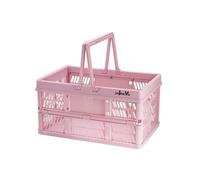 ZHJINGYU Cagette Plastique Pliable, 20L Panier Pliant avec Poignée, 38 x 25 x20 cm, Caisse Rangement Plastique, Caisse Pliante pour Cuisine (Rose)