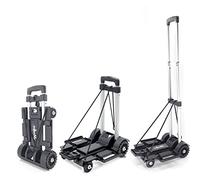 ZHJINGYU Diable Pliant Aluminium 4 Roues 45kg Léger | Diable pliable léger avec tige extensible, idéal pour déménagement, courses, voyages et bureau