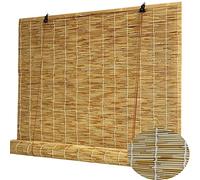 ZHJSHOU Store Enrouleur Stores en Bambou Rideau De Roseau Naturel,Store à Rouleau en Bambou Tissés À La Main,Rideaux Occultants avec Levage,pour Extérieur Intérieur,130x130cm(WxH)