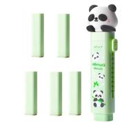 ZHjuju Gomme Effaçable Panda Mignon, 1 Boîte + 5 Recharges, Gomme Rétractable pour Enfants, Bureau, École, Dessin, 10 x 2,5 cm, Cute Stuff, Kawaii，Vert