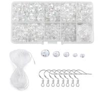ZHjuju Perles de Verre,900+ Pièces Kit de Perles en Cristal Transparente Rondes Perles à Facette de Cristal en Verre Bijoux Bricolage Perle pour la Fabrication de Bijoux Cristal de Roche(2-10mm)