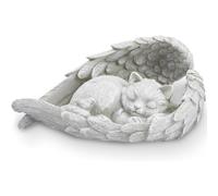 ZHjuju Statue Pierre Commémorative pour Animaux De Compagnie en Resin Chat Endormi dans Une Aile d'Ange pour Honorer Un Animal Chéri