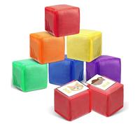 Zhjvihx 6 Dés en Mousse Souple pour Enfants, Dés de Jeu éducatif de 3,15 Pouces avec 6 Poches Latérales Transparentes, Cubes de Poche pour Les Activités d'apprentissage en Classe