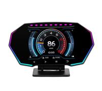 Zhjvihx Affichage OBD HUD, RPM Turbo GPS Breedometer pour les Véhicules Gas/Derv 1996+, Alertes de Survitesse et de sécurité, Capteur D'éclairage Ambiant, Installation Facile,