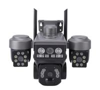 Zhjvihx Caméra de sécurité 4G, Triple Objectif PTZ sans Fil, Vue Extérieure à 360 Degrés, 1080p HD 2 MP, Détection de Mouvement PIR, Alimentée par L'énergie Solaire, avec Application