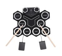 Zhjvihx Ensemble de Batterie électronique, Pad de Batterie D'entraînement Portable Enroulable avec Lumières LED, Support MIDI, Double Haut-parleur intégré, Prise Casque, pour Enfants