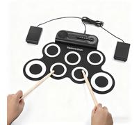 Zhjvihx Ensemble de Batterie Enroulable, Batterie électrique Portable Rechargeable à 7 Pads avec 2 Pédales et 2 Baguettes, pour la Pratique des Enfants et des Adultes, Cours de Musique