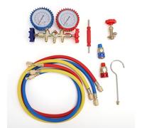 Zhjvihx Ensemble de Jauge de Collecteur AC, Kit de Charge de Réfrigérant HVAC pour R134a R22 R12 R502, Outil de Diagnostic AC Automobile et Domestique à Double Jauge avec Tuyaux de