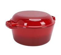 Zhjvihx Four Hollandais en Fonte 5QT, Marmite Ronde 2 en 1 avec Couvercle de Poêle pour Braiser, Ragoût, Friture, Mijotage, Multicuiseur pour la Cuisson du Pain, Double Poignées Allant