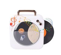 Zhjvihx Haut-Parleur Bluetooth Rétro, Style Tourne-Disque Vintage avec Lumière RVB, Enregistrement Rotatif Automatique, Son Stéréo, Haut-Parleur Portable sans Fil pour Téléphone, Bureau, (White)