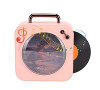 Zhjvihx Haut-Parleur Bluetooth Rétro, Style Tourne-Disque Vintage avec Lumière RVB, Enregistrement Rotatif Automatique, Son Stéréo, Haut-Parleur Portable sans Fil pour Téléphone, Bureau, (Pink)