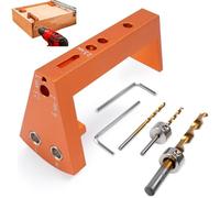 Zhjvihx Kit de Guide de Perçage pour Glissière de Tiroir Sous Plan, Guide D'angle en Alliage D'aluminium avec Forets à Pointe Bradée de 6 Mm et 2,5 Mm, Colliers D'arrêt et clé