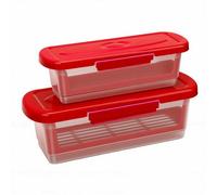 Zhjvihx Lot de 2 Bols à Pâte avec Couvercles, Récipients Réutilisables en PP pour Ailes de Poulet, Rondelles D'oignon de Poisson, avec Plateau à Panure intégré et Couvercle (rouge)