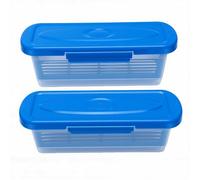 Zhjvihx Lot de 2 Bols à Pâte avec Couvercles, Récipients Réutilisables en PP pour Ailes de Poulet, Rondelles D'oignon de Poisson, avec Plateau à Panure intégré et Couvercle (BLUE)