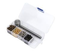 Zhjvihx Oeillets, Kit d'Oeillets en Métal en Cuivre plaqué de 2 Mm pour Ceintures de Lacets, Ensemble de Mini-œillets avec Boîte de Rangement en Plastique, œillet en Métal pour Chaussures, Sacs,